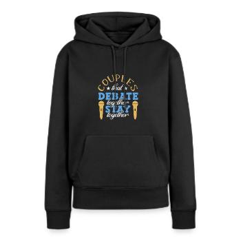 Debattieren Debatte Argumentieren - Frauen Premium Bio Hoodie - Schwarz - Vorne - Julia (174cm)