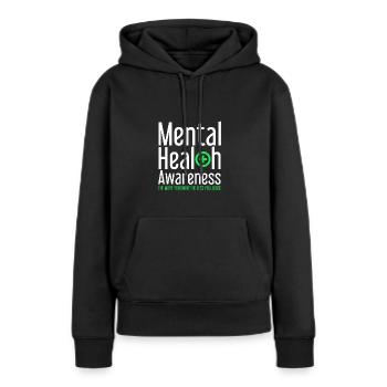 Santé mentale Mentale Gesundheit - Sweat à capuche Premium bio Femme - noir - Devant - Julia (174cm)