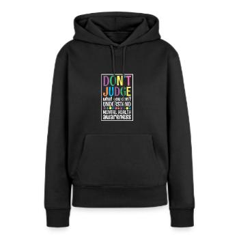 Santé mentale Mentale Gesundheit - Sweat à capuche Premium bio Femme - noir - Devant - Julia (174cm)