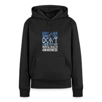Santé mentale Mentale Gesundheit - Sweat à capuche Premium bio Femme - noir - Devant - Julia (174cm)