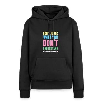 Santé mentale Mentale Gesundheit - Sweat à capuche Premium bio Femme - noir - Devant - Julia (174cm)
