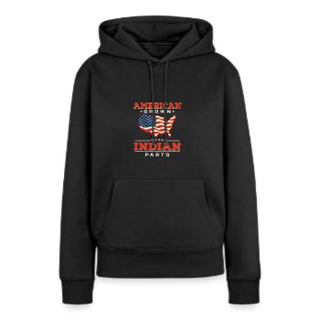 Les Américains grandissent avec le patriote indien I - Sweat à capuche Premium bio Femme - noir - Devant - Julia (174cm)