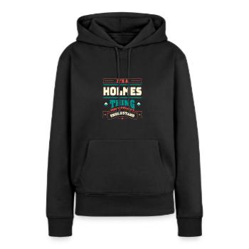 C’est un truc de Holmes, le nom de famille correspond à F - Sweat à capuche Premium bio Femme - noir - Devant - Julia (174cm)