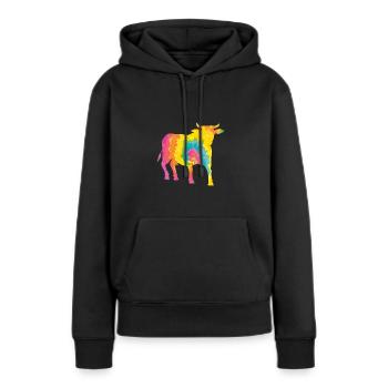 Büffel Rind Ochsen - Frauen Premium Bio Hoodie - Schwarz - Vorne - Julia (174cm)