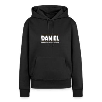 Daniel - Frauen Premium Bio Hoodie - Schwarz - Vorne - Julia (174cm)