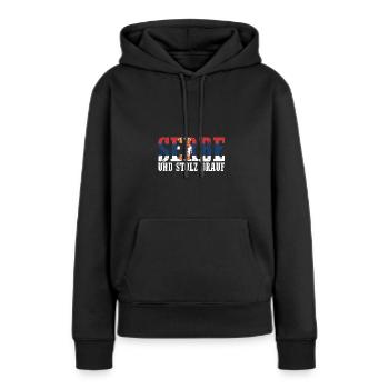 Serbe Serbe Serbie - Sweat à capuche Premium bio Femme - noir - Devant - Julia (174cm)