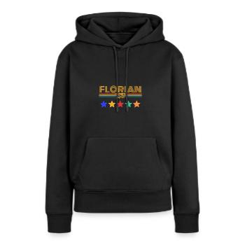 Florian - Frauen Premium Bio Hoodie - Schwarz - Vorne - Julia (174cm)
