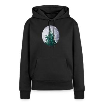 sapin de Noël illuminé dans la neige - Sweat à capuche Premium bio Femme - noir - Devant - Julia (174cm)