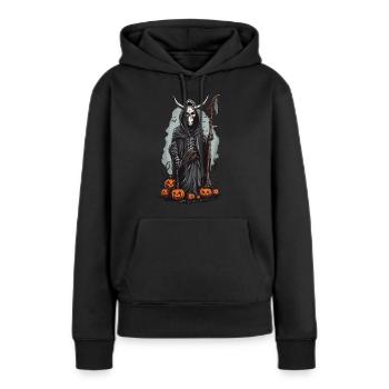 Sensenmann Halloween Dämonischer Druide Design - Frauen Premium Bio Hoodie - Schwarz - Vorne - Julia (174cm)