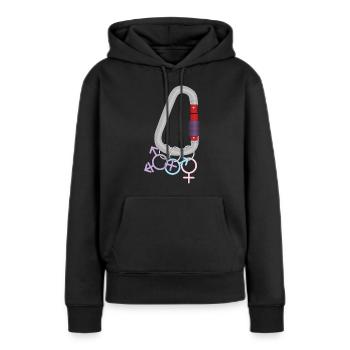 Gender Carabiner - Women’s Premium Organic Hoodie - black - Front - Julia (174cm)