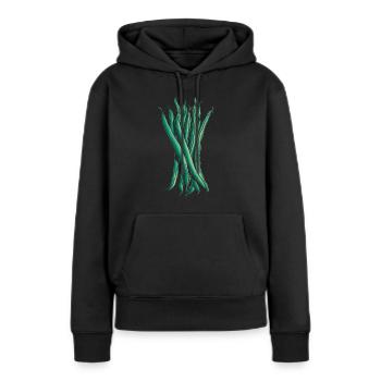 Grüne Bohnen - Frauen Premium Bio Hoodie - Schwarz - Vorne - Julia (174cm)