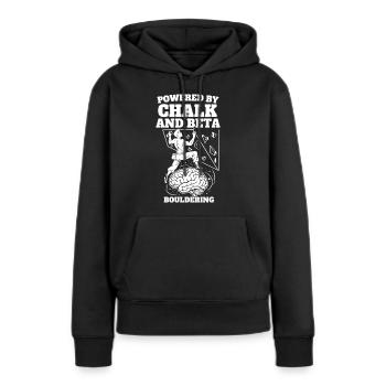 Angetrieben von Chalk und Beta Bouldering Climb - Frauen Premium Bio Hoodie - Schwarz - Vorne - Julia (174cm)