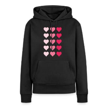 Muster mit vielen Herzen - Frauen Premium Bio Hoodie - Schwarz - Vorne - Julia (174cm)