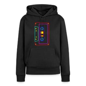 Kassette - Mixtape Audiokassette Magnetband retro - Frauen Premium Bio Hoodie - Schwarz - Vorne - Julia (174cm)