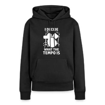 Batteur Tempo Batteur Disant Batterie - Sweat à capuche Premium bio Femme - noir - Devant - Julia (174cm)