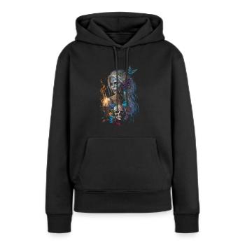 Traumfrau - Frauen Premium Bio Hoodie - Schwarz - Vorne - Julia (174cm)