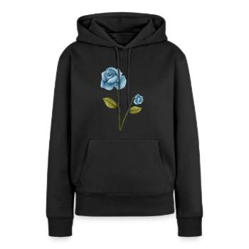 Blue Rose Edition - Frauen Premium Bio Hoodie - Schwarz - Vorne - Julia (174cm)