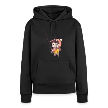 Angler Angelhaken - Frauen Premium Bio Hoodie - Schwarz - Vorne - Julia (174cm)
