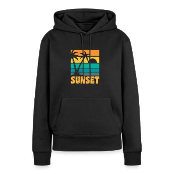Sunset Retro Style - Frauen Premium Bio Hoodie - Schwarz - Vorne - Julia (174cm)