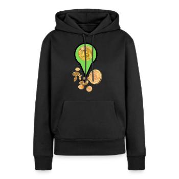 Bitcoin Standort - Frauen Premium Bio Hoodie - Schwarz - Vorne - Julia (174cm)