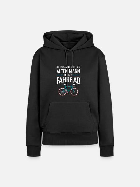 Unterschätze Niemals Einen Alten Mann Mit Fahrrad - Frauen Premium Bio Hoodie - Schwarz