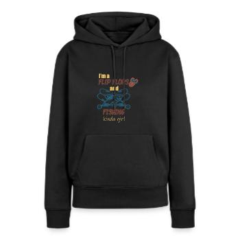 Ich bin ein Flip Flop und Fischer Mädchen - Frauen Premium Bio Hoodie - Schwarz - Vorne - Julia (174cm)