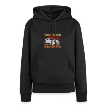 Führerschein Bestanden jetzt muss Ich ihn nur noch - Frauen Premium Bio Hoodie - Schwarz - Vorne - Julia (174cm)