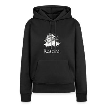 respire - nature, arbre et zen - Sweat à capuche Premium bio Femme - noir - Devant - Julia (174cm)