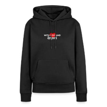 Respect Acceptation tolérance Reconnaissance - Sweat à capuche Premium bio Femme - noir - Devant - Julia (174cm)