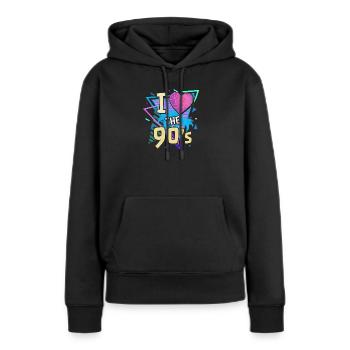 90iger Neunziger Jahrgang - Frauen Premium Bio Hoodie - Schwarz - Vorne - Julia (174cm)