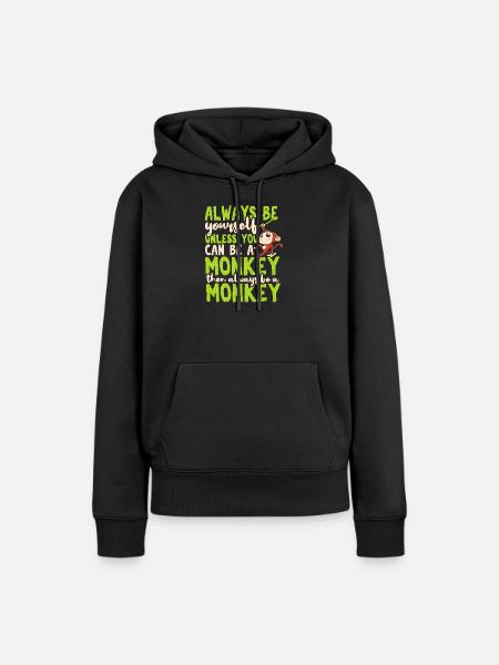Affe - Frauen Premium Bio Hoodie - Schwarz