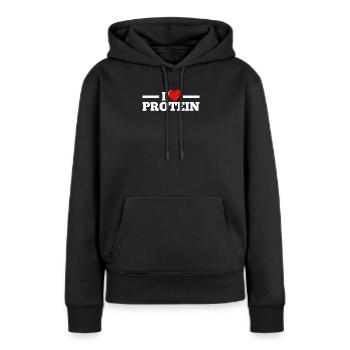protéine - Sweat à capuche Premium bio Femme - noir - Devant - Julia (174cm)