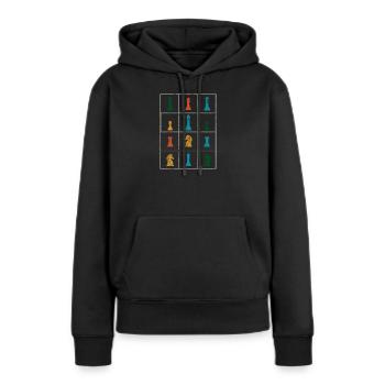 Pièces d’échiquier d’échiquier - Sweat à capuche Premium bio Femme - noir - Devant - Julia (174cm)