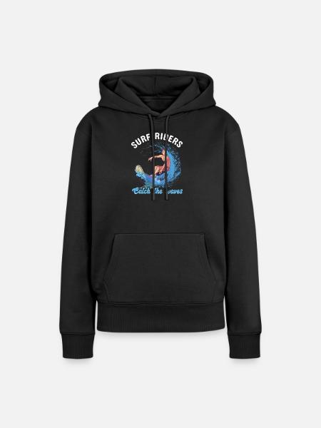 Surf Riders - Frauen Premium Bio Hoodie - Schwarz