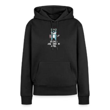 Mois de naissance Mois d’avril Cadeau - Sweat à capuche Premium bio Femme - noir - Devant - Julia (174cm)