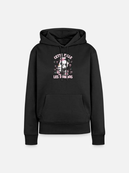 Dieses Mädchen Liebt Pandas - Frauen Premium Bio Hoodie - Schwarz