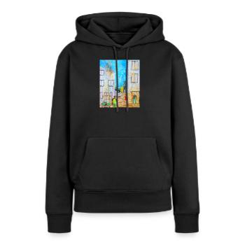 Légendes - Sweat à capuche Premium bio Femme - noir - Devant - Julia (174cm)