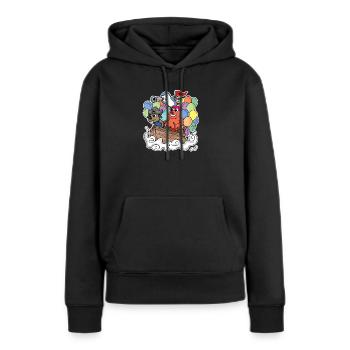 Animaux mignons - Sweat à capuche Premium bio Femme - noir - Devant - Julia (174cm)