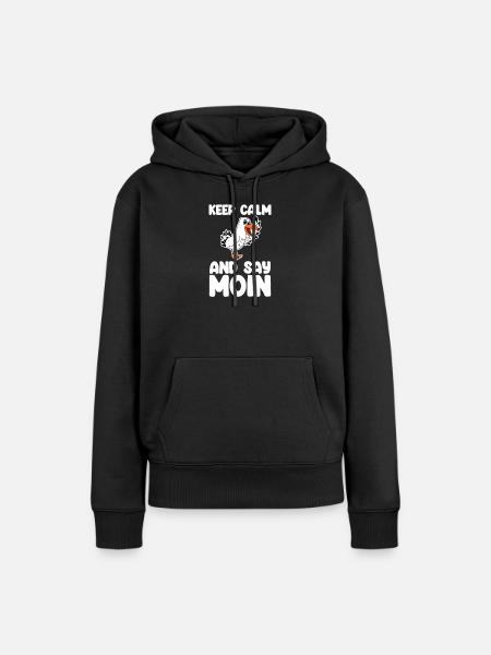 Nordsee Begrüßung Spruch Moin - Frauen Premium Bio Hoodie - Schwarz