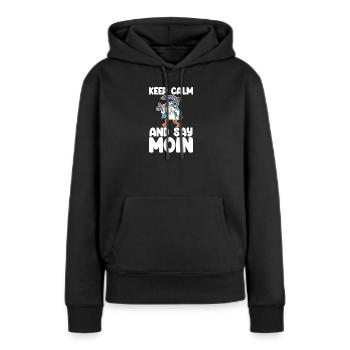 Mer du Nord Lune Bas allemand - Sweat à capuche Premium bio Femme - noir - Devant - Julia (174cm)