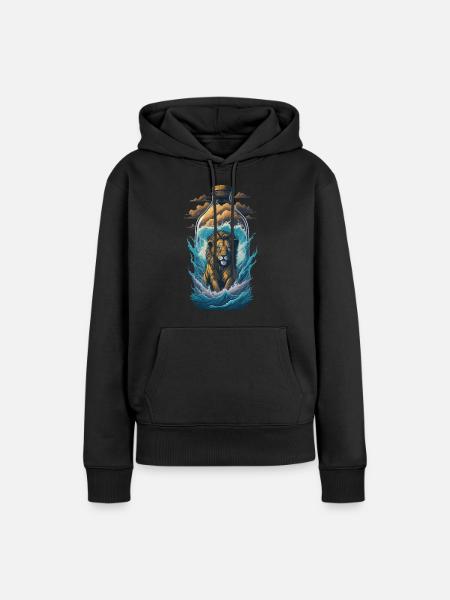 Löwe Flasche - Frauen Premium Bio Hoodie - Schwarz