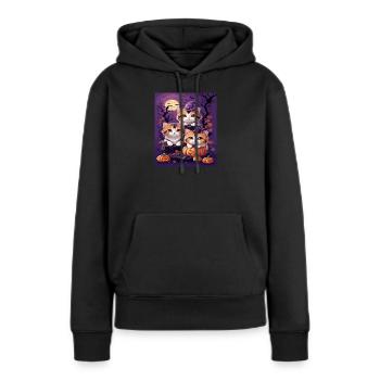 Trio de Chatons au style d'Halloween - Sweat à capuche Premium bio Femme - noir - Devant - Julia (174cm)