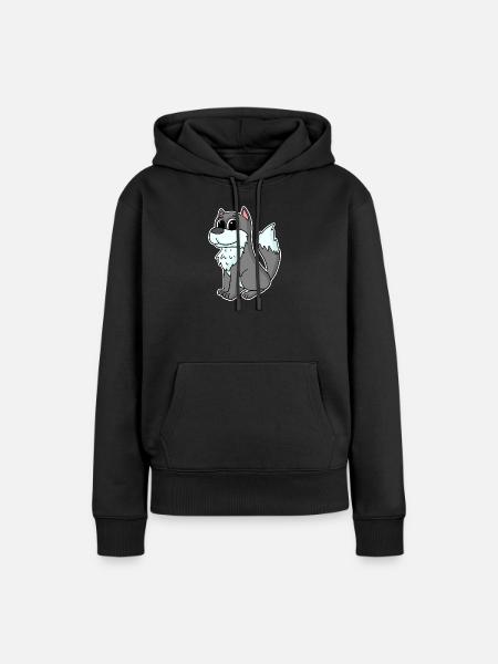 Wolf Tier - Frauen Premium Bio Hoodie - Schwarz