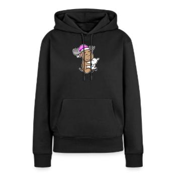 Elch Müde Ausschlafen Schlafen Mädchen - Frauen Premium Bio Hoodie - Schwarz - Vorne - Julia (174cm)