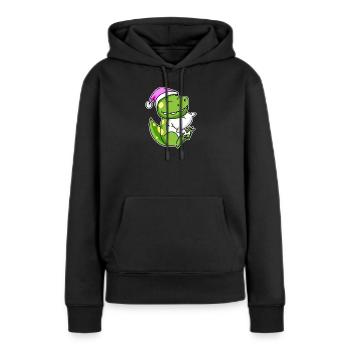 Dinosaurier Müde Ausschlafen Schlafen Mädchen - Frauen Premium Bio Hoodie - Schwarz - Vorne - Julia (174cm)