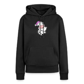 Kuh Müde Ausschlafen Schlafen Mädchen - Frauen Premium Bio Hoodie - Schwarz - Vorne - Julia (174cm)