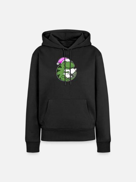 Chamäleon Müde Ausschlafen - Frauen Premium Bio Hoodie - Schwarz
