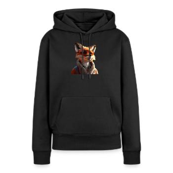 Renard J’aime les renards Renard roux Renard mignon sauvage - Sweat à capuche Premium bio Femme - noir - Devant - Julia (174cm)
