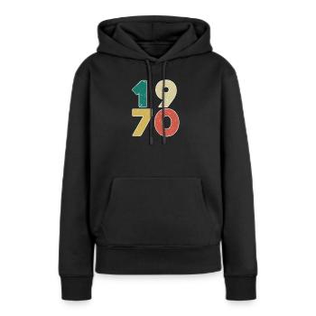 1970 - Jahrgang 1970 - Baujahr 1970 - Frauen Premium Bio Hoodie - Schwarz - Vorne - Julia (174cm)
