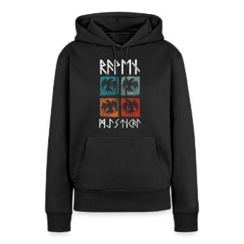 Mythologie Nebelkrähe Begleiter - Frauen Premium Bio Hoodie - Schwarz - Vorne - Julia (174cm)